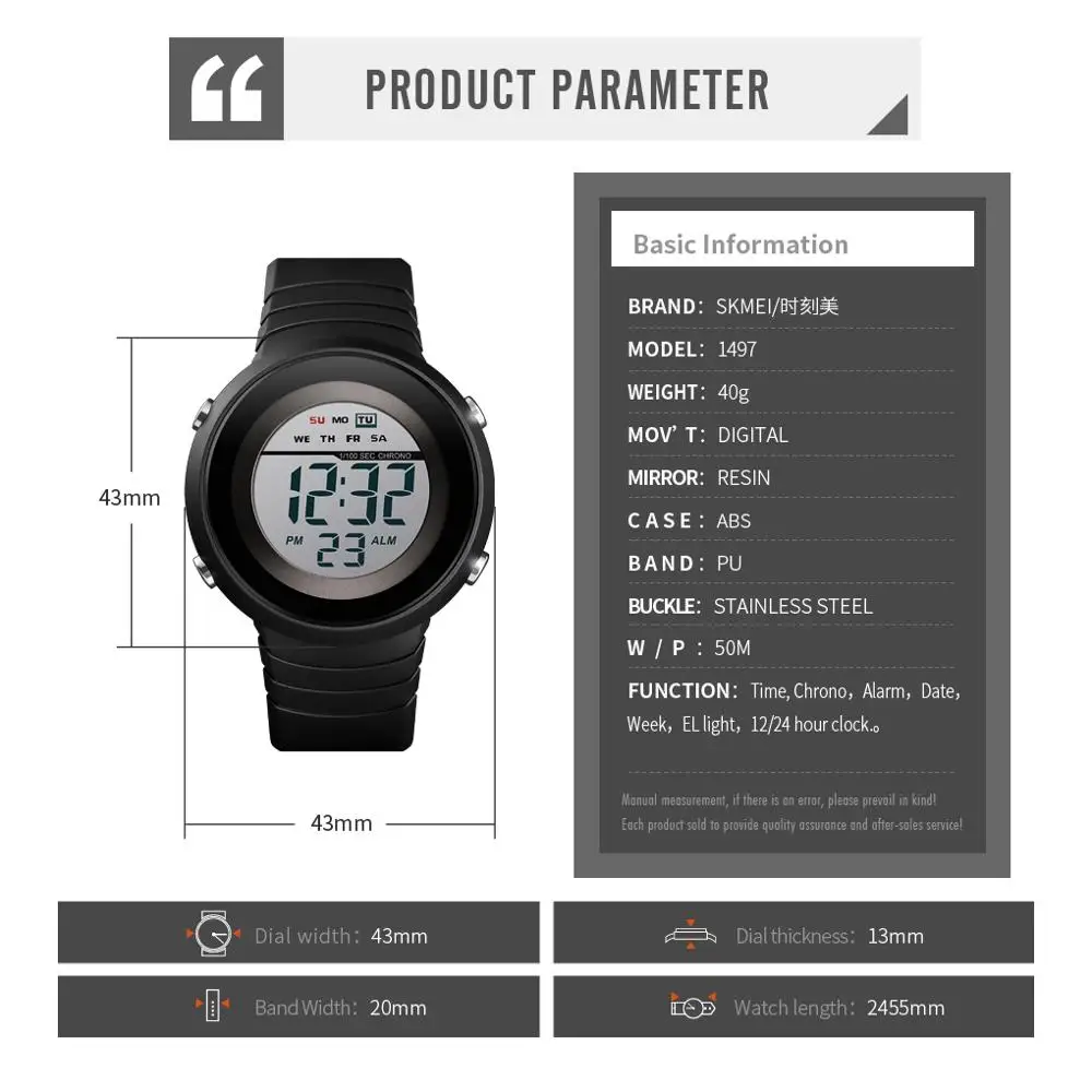 SKMEI Men Digital Clock Fashion Sport Watch Week Display Watch Alarm Waterproof 5Bar Watches Man relogio digital 1497
SKMEI Men Digital Clock Fashion Sport Watch Week Display Watch Alarm Waterproof 5Bar Watches Man relogio digital 1497