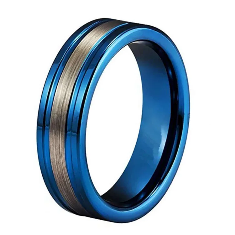 Stainless steel jewelry 8mm blue with two groove silver interface men's ring jewelry accessories
Stainless steel jewelry 8mm blue with two groove silver interface men's ring jewelry accessories