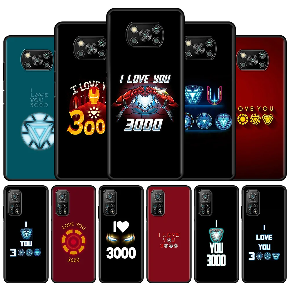 

Iron Man I Love You 3000 Case for Xiaomi Poco X3 NFC M3 Pocophone F1 F3 GT Redmi Note 9S 9 8 10 Pro 7 K40 9C 9A Black Soft Cover