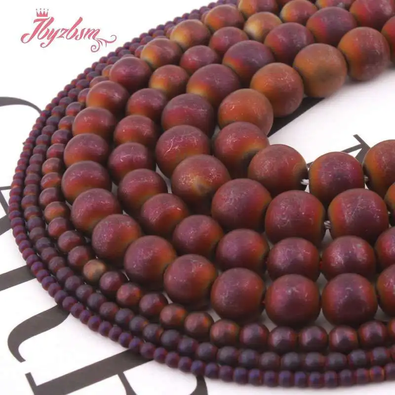 

Natural Purple Hematite Frosted Round Beads 2/3/4/6/8/10MM Stone Beads Loose For DIY Necklace Bracelet Jewelry Making Strand 15"