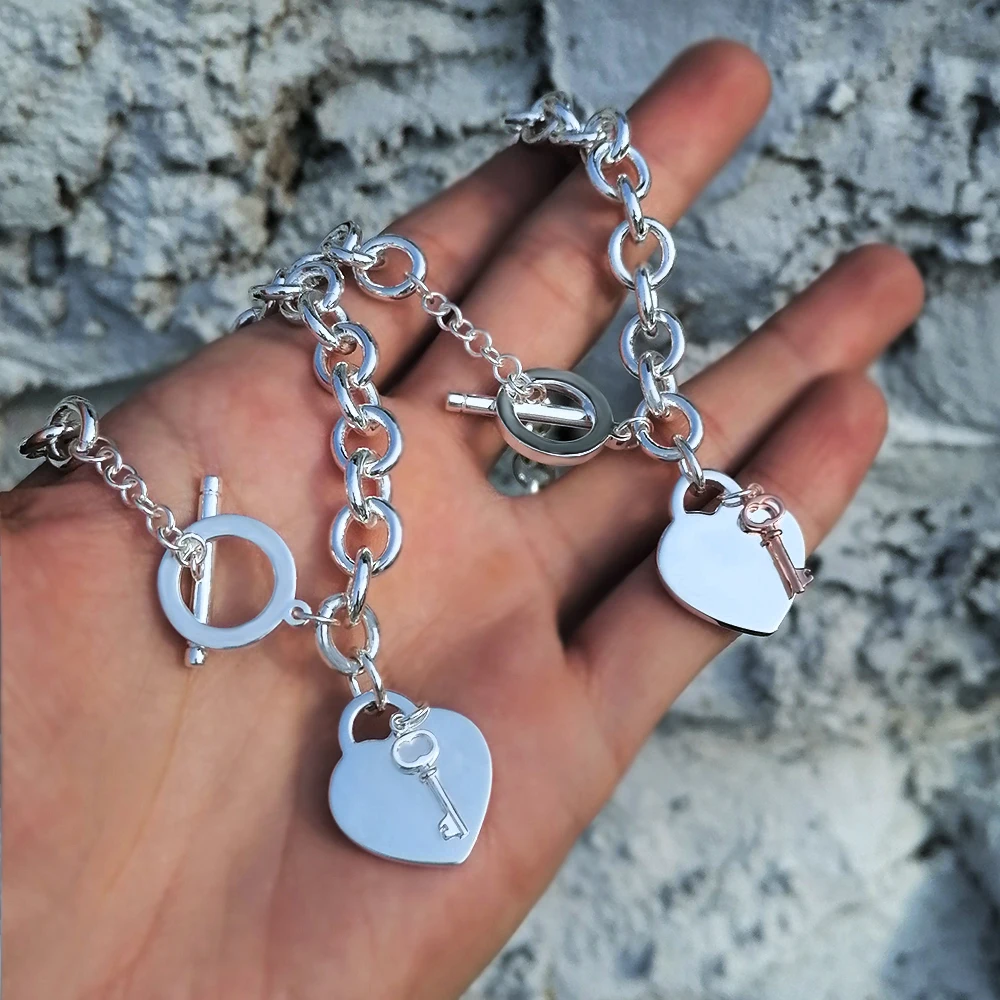 Ladies Bracelet 925 Sterling Silver Jewelry Heart-shaped Pin Clasp Bracelet Classic Fashion Girlfriend Gift Party Jewelry
Ladies Bracelet 925 Sterling Silver Jewelry Heart-shaped Pin Clasp Bracelet Classic Fashion Girlfriend Gift Party Jewelry