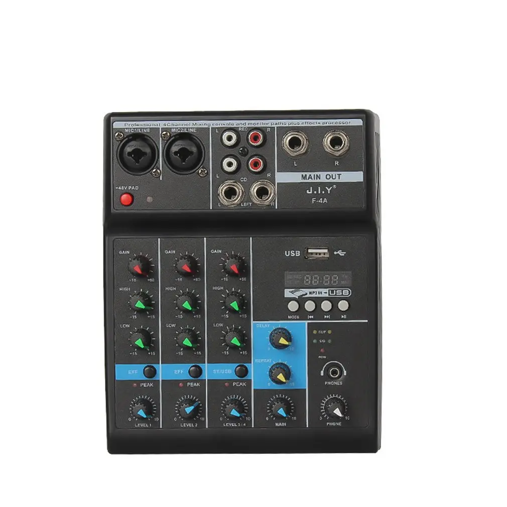 Professional 4 Channel Bluetooth Mixer o Mixing DJ Console with Reverb Effect for Home Karaoke USB Live Stage KTV
Professional 4 Channel Bluetooth Mixer o Mixing DJ Console with Reverb Effect for Home Karaoke USB Live Stage KTV