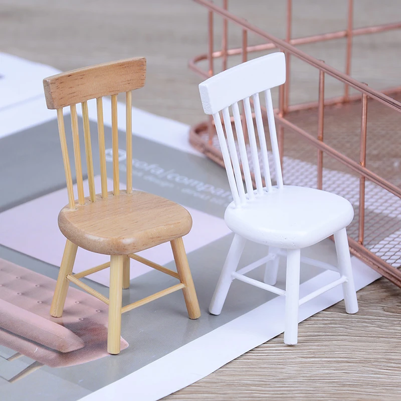 1:12 Scale Classic Pretend Play Furniture Toys for Children New Kids Dollhouse Miniature Wooden Chair | Игрушки и хобби