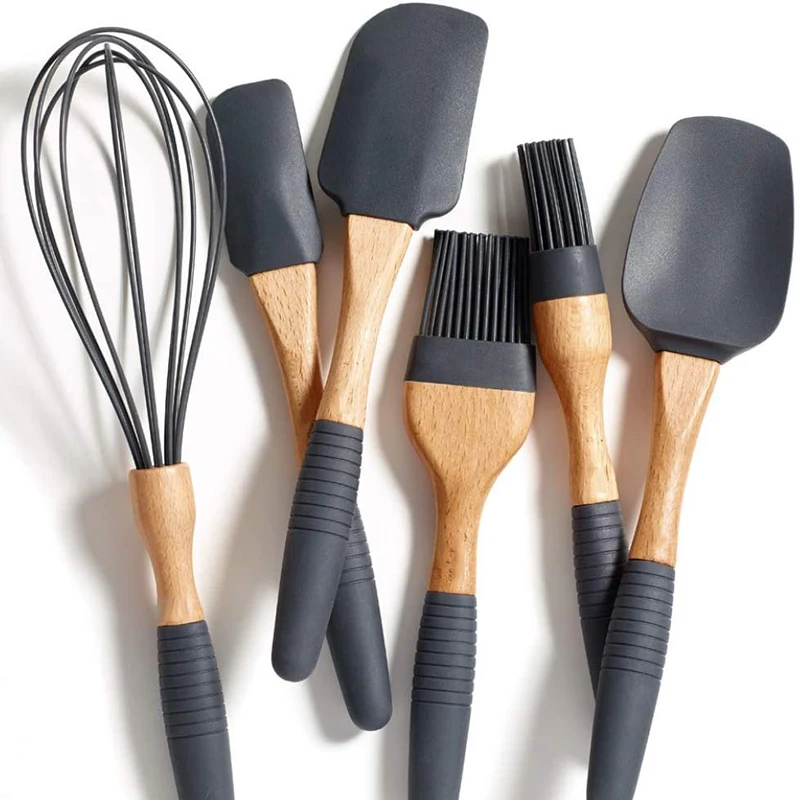 6Pcs Baking Utensil Set, Silicone & Beech Wood Kitchen Cooking Utensils Set, Flat Spatula Oil Brush Whisk
6Pcs Baking Utensil Set, Silicone & Beech Wood Kitchen Cooking Utensils Set, Flat Spatula Oil Brush Whisk