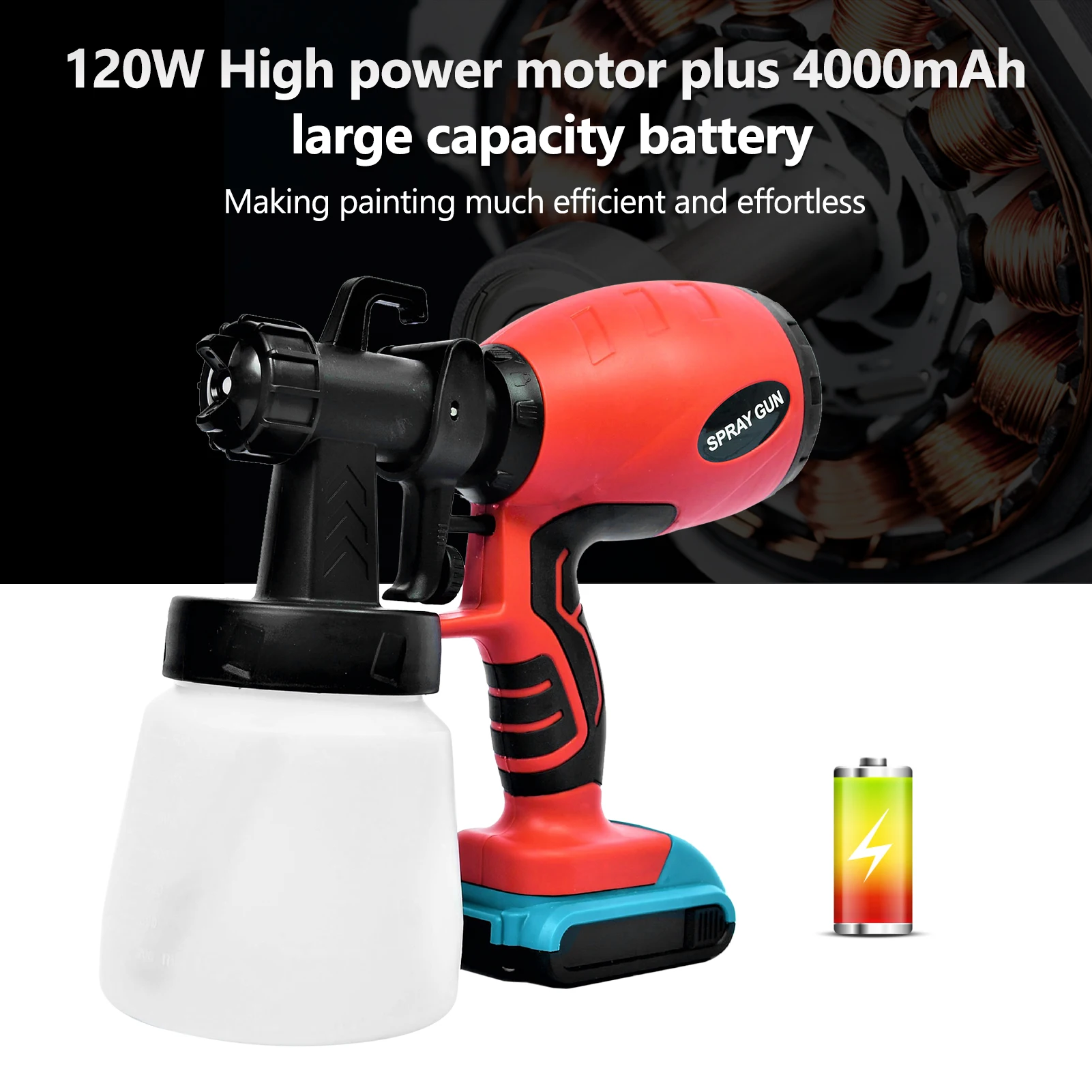 Электрический распылитель краски 120 Вт, беспроводной распылитель краски с 3 режимами распыления и контролем расхода, контейнер для краски 800...
Электрический распылитель краски 120 Вт, беспроводной распылитель краски с 3 режимами распыления и контролем расхода, контейнер для краски 800...