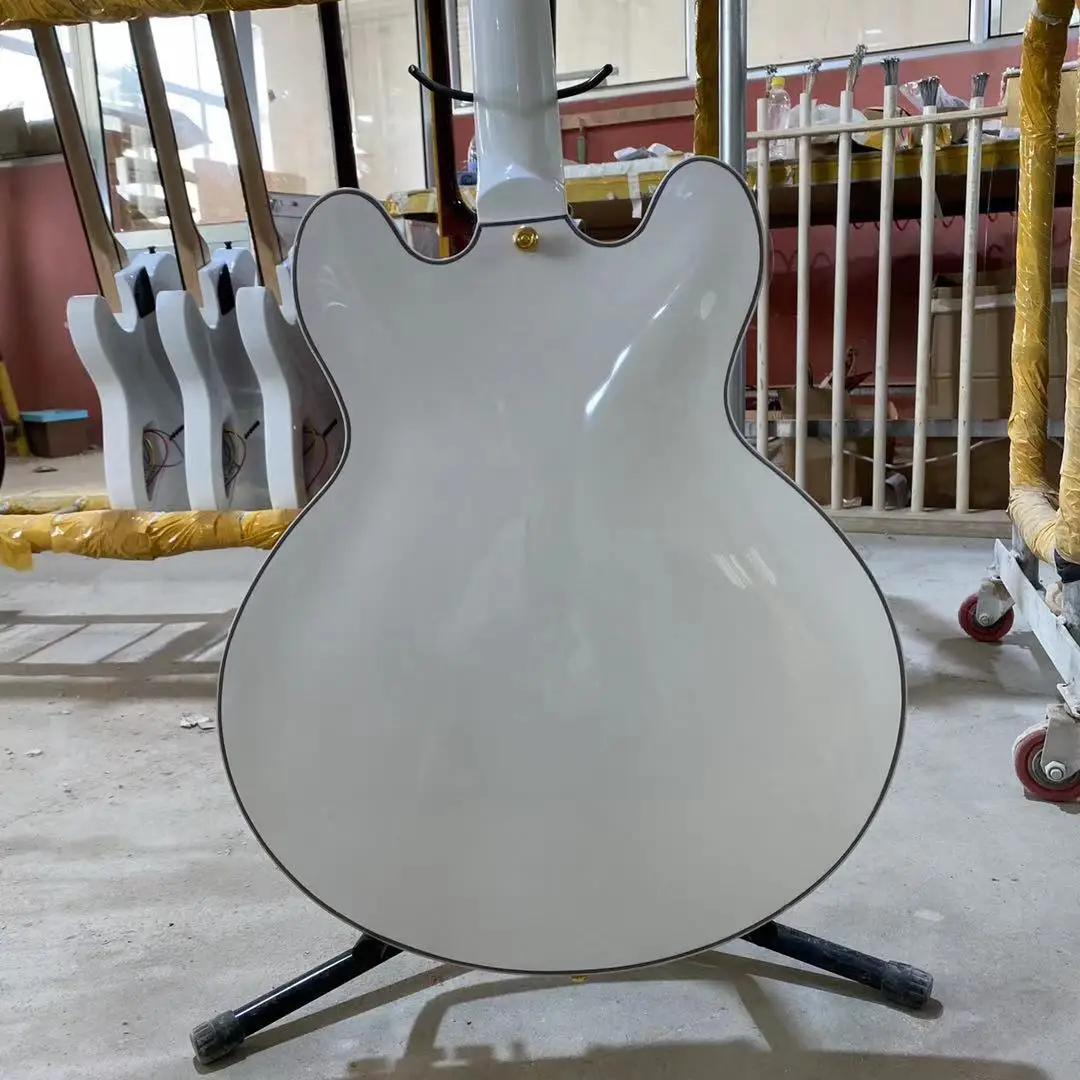 Custom Semi Hollow Body Jazz Electric Guitar Translusent White Golden Hardware Free Shipping High Quality Guitarar
Custom Semi Hollow Body Jazz Electric Guitar Translusent White Golden Hardware Free Shipping High Quality Guitarar