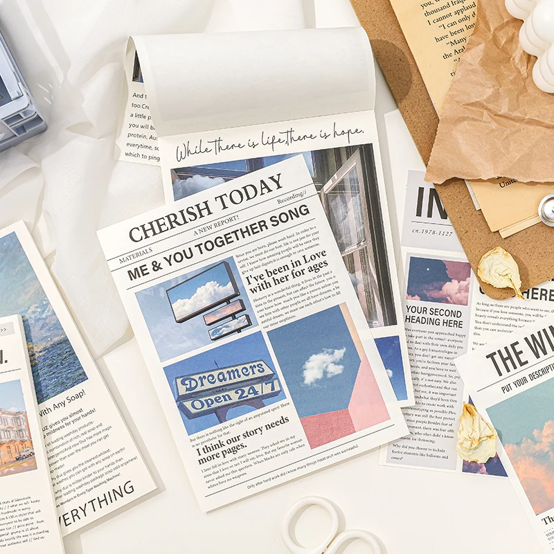 50Sheets English Newspaper Material Paper Background Stickers Aesthetic Scrapbook Stationery Supplies Accessories
50Sheets English Newspaper Material Paper Background Stickers Aesthetic Scrapbook Stationery Supplies Accessories