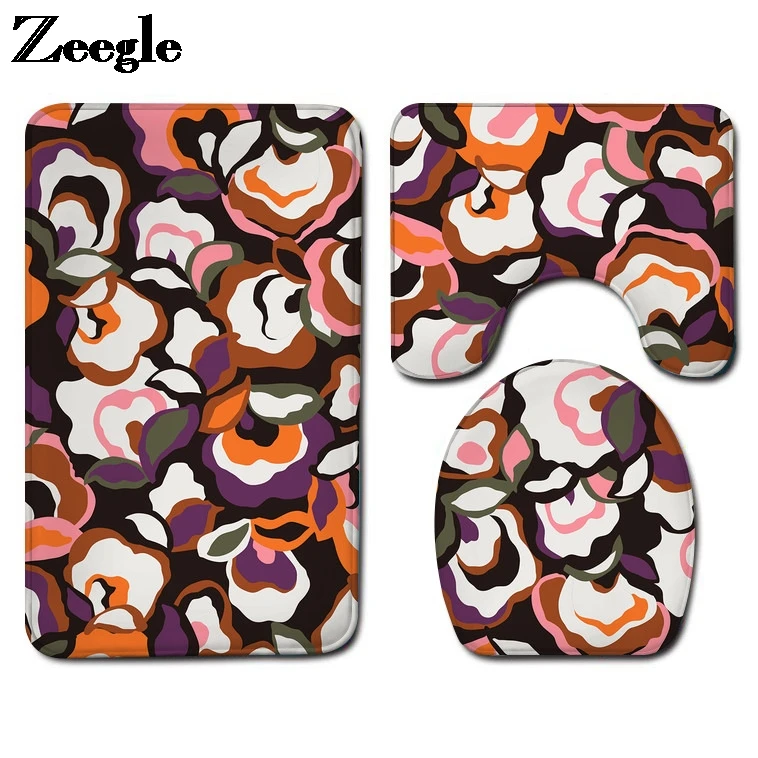 Flower Printing Bath Mat Bathroom Carpet Rug Flannel Toilet Mat Waterproof Floor Carpet Set and Anti-slip U-Shaped Toilet Rug
Flower Printing Bath Mat Bathroom Carpet Rug Flannel Toilet Mat Waterproof Floor Carpet Set and Anti-slip U-Shaped Toilet Rug