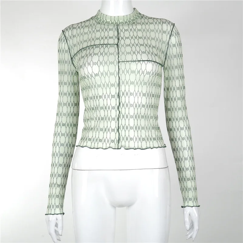 Long Sleeve Graphic Neck Grid Print Agaric Mesh Perspective Sexy Tshirts 2021 Spring New Arrival Fashion Casual Undefined Tops
Long Sleeve Graphic Neck Grid Print Agaric Mesh Perspective Sexy Tshirts 2021 Spring New Arrival Fashion Casual Undefined Tops