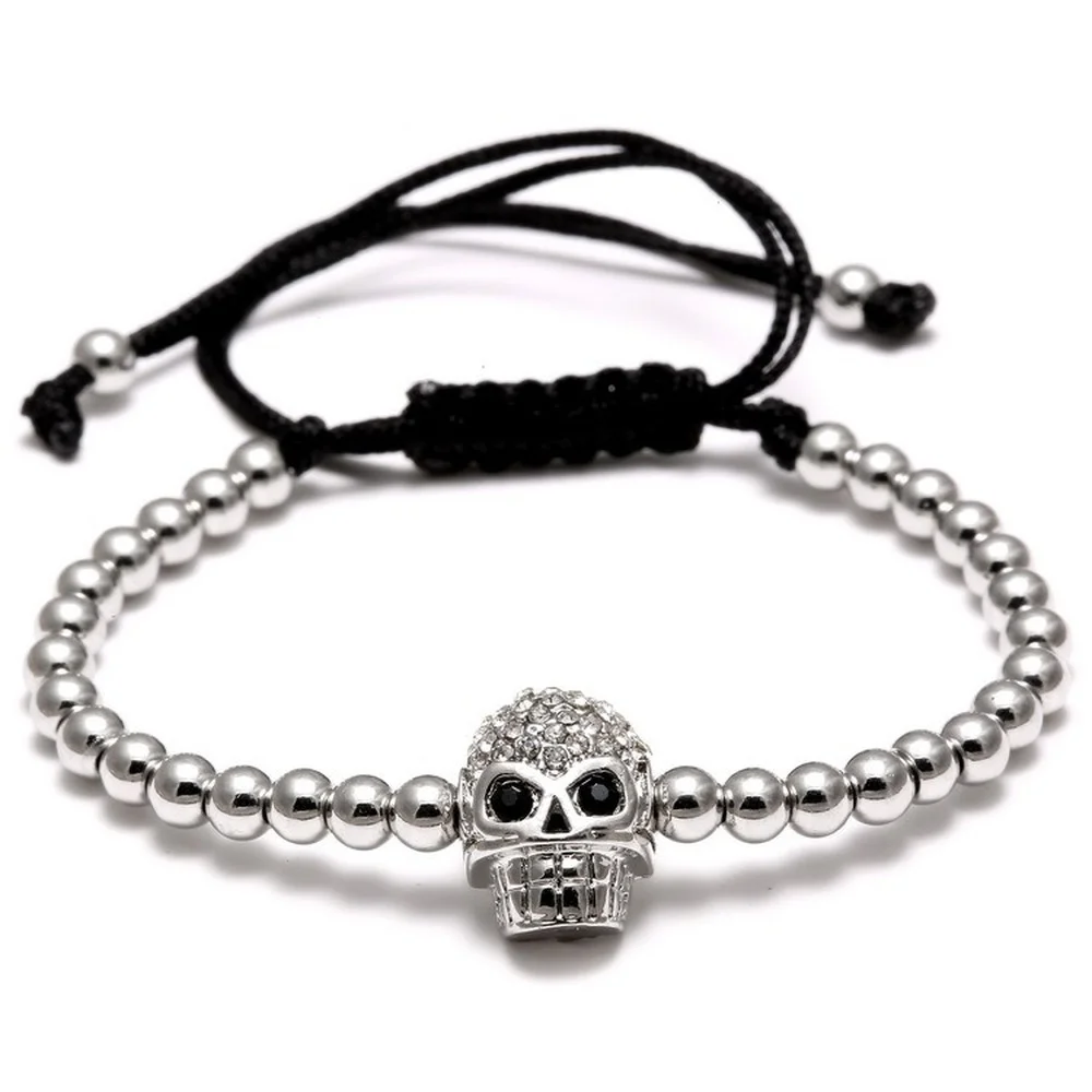 Fashion Jewelry Braided Zircon 4mm Copper Bead Bracelet Skull Head Men's Adjustable Bracelet
Fashion Jewelry Braided Zircon 4mm Copper Bead Bracelet Skull Head Men's Adjustable Bracelet