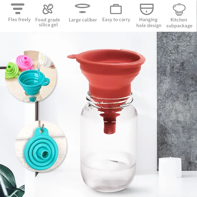 High Quality Mini Food Grade Silicone Folding Funnel Folding Telescopic Long Neck Funnel Liquid Filling Kitchen Tool Accessories
High Quality Mini Food Grade Silicone Folding Funnel Folding Telescopic Long Neck Funnel Liquid Filling Kitchen Tool Accessories