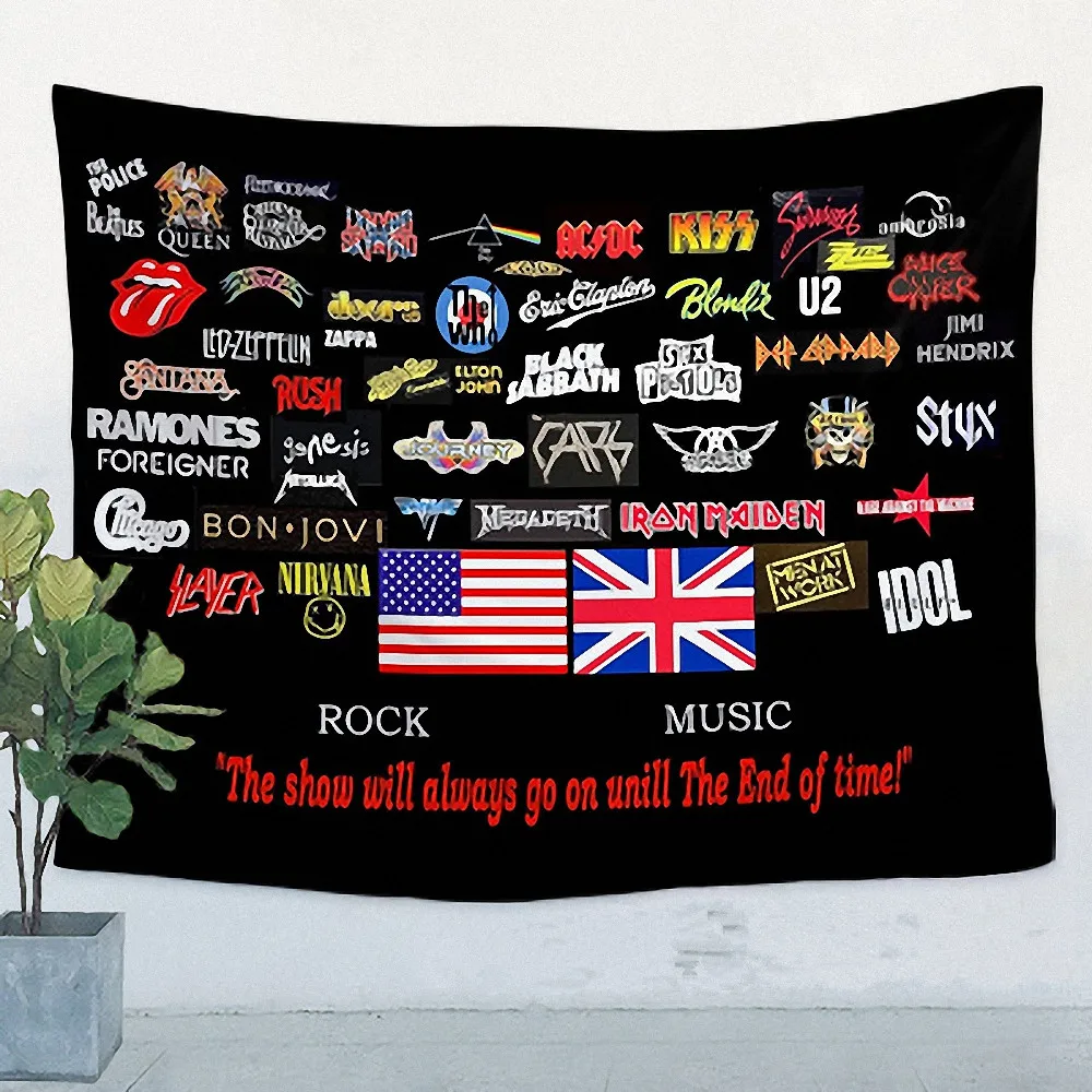 

Hip Hop\Rock\Thrash Metal\ Reggae Music Gig Poster Large Flag Curtain Banner HD 4 Hole Tapestry Print Cloth Art Room Decoration