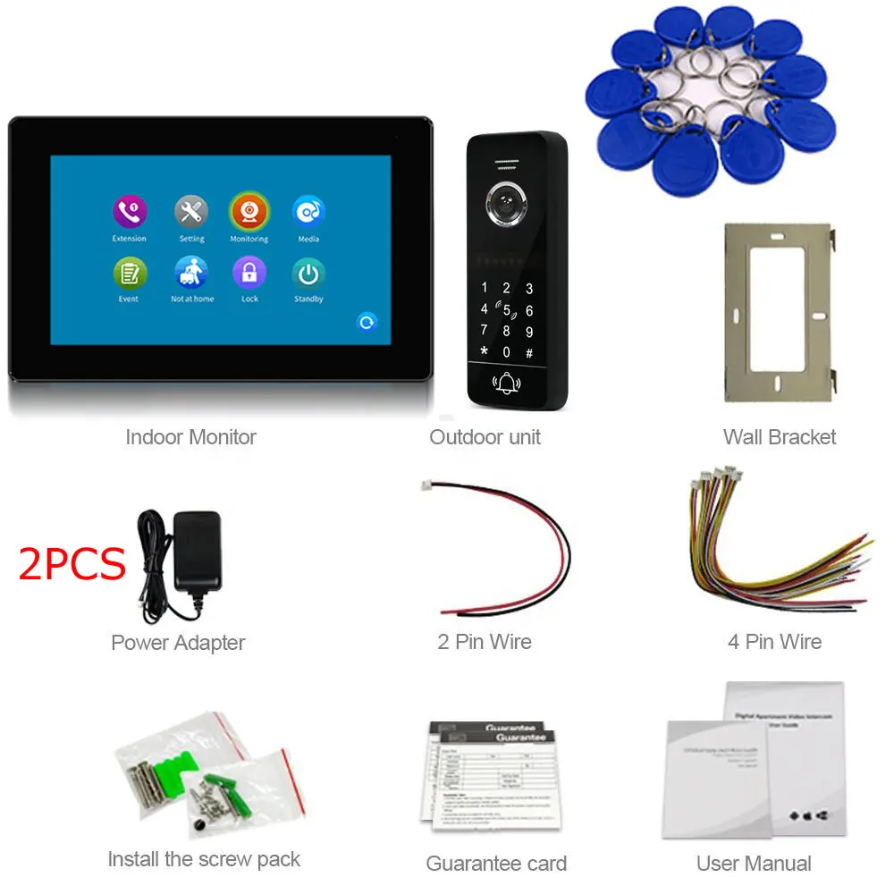 

7" TFT LCD Touch Screen WIFI 1080P Video Door Phone intercom system for villa and security use wired Password Unlock Camera