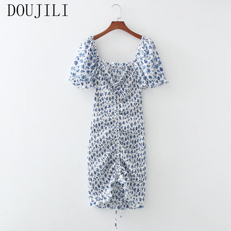 DOUJILI Summer Dress Short Sleeve Blue Printing Pleated Fashion Women Dress For Party Wearing
DOUJILI Summer Dress Short Sleeve Blue Printing Pleated Fashion Women Dress For Party Wearing