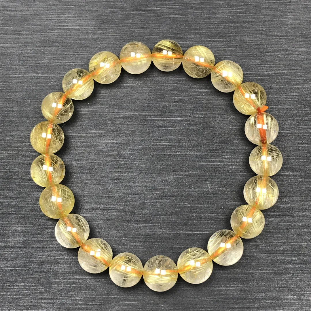 

9mm Natural Gold Rutilated Quartz Bracelet For Woman Lady Man Healing Wealth Gift Crystal Beads Gemstone Strands Jewelry AAAAA