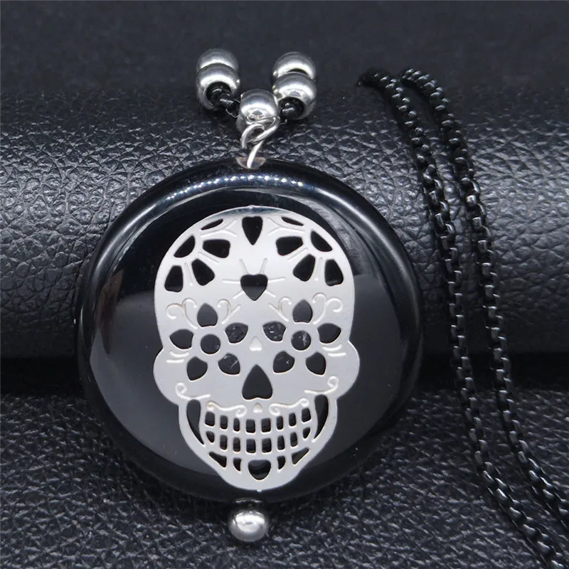 AFAWA Skull Stainless Steel Chain Necklace for Women Black Color Natural Stone Necklaces Pendants Jewelry joyas NFB10S04
AFAWA Skull Stainless Steel Chain Necklace for Women Black Color Natural Stone Necklaces Pendants Jewelry joyas NFB10S04