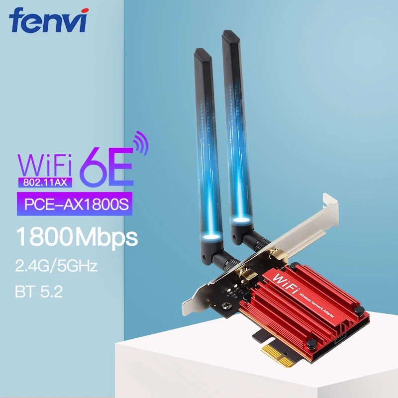 WIFI 6E 1800Mbps Wifi Network Adapter Bluetooth5.2 Dual Band 2.4G/5GHz 802.11AX PCI-E Wireless Card For PC Win10 | Компьютеры и офис