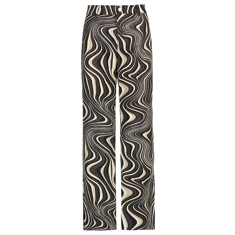 Summer new style vortex water ripple print hit color high waist slim straight leg pants trousers women
Summer new style vortex water ripple print hit color high waist slim straight leg pants trousers women