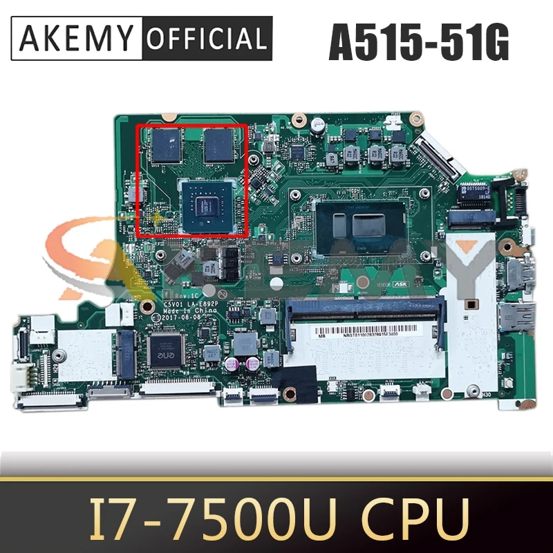 Материнская плата для ноутбука ACER Aspire A515-51G A315-53G i7-7500U SR341 материнская плата для ноутбука DDR4
Материнская плата для ноутбука ACER Aspire A515-51G A315-53G i7-7500U SR341 материнская плата для ноутбука DDR4