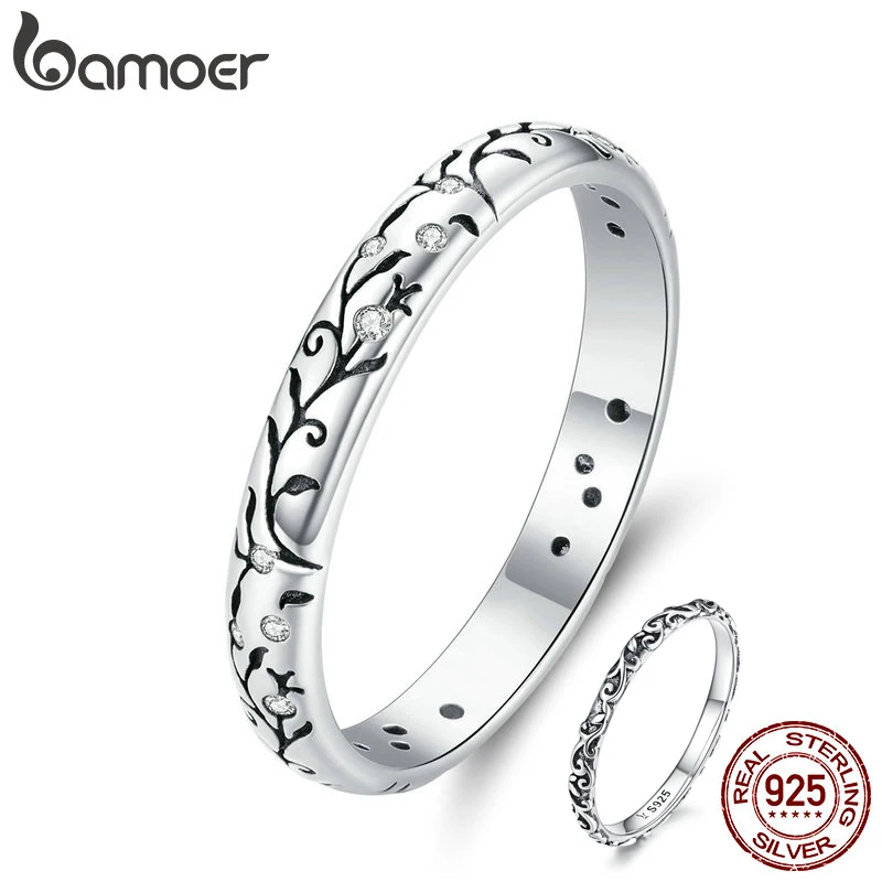 BAMOER 925 Sterling Silver Vine Pattern Finger Rings for Women Vintage Retro Stackable Rings Band Silver Fine Jewelry SCR659
BAMOER 925 Sterling Silver Vine Pattern Finger Rings for Women Vintage Retro Stackable Rings Band Silver Fine Jewelry SCR659