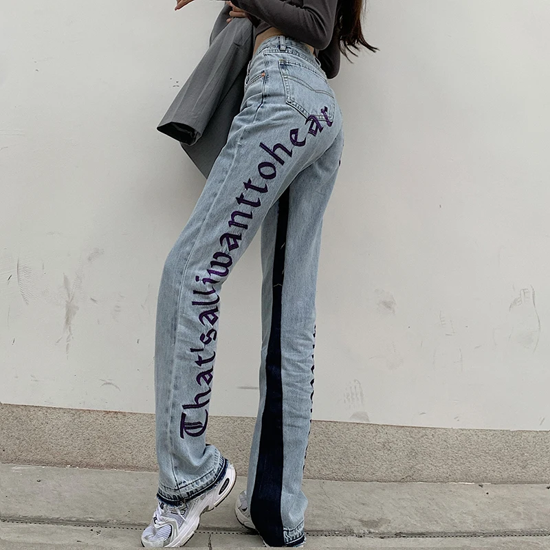 Women Straight Pants Streetwear Thin and Loose with Embroidered women's jeans Letters on the Back Fashion High Waist Denim Jeans
Women Straight Pants Streetwear Thin and Loose with Embroidered women's jeans Letters on the Back Fashion High Waist Denim Jeans
