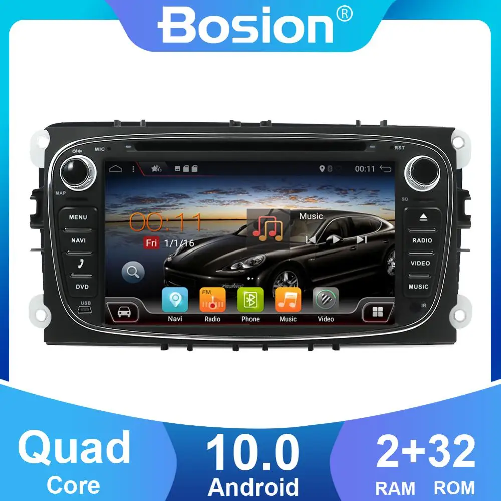 Bosion Автомобильный мультимедийный плеер Android 10 0 GPS 2 Din автомобильный dvd для Ford/Focus/S