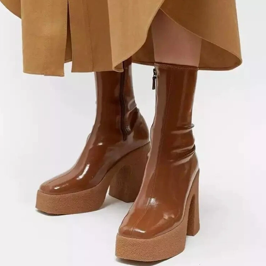 9.5CM Heels Platform Boots Woman Patent leather Ankle Boot Womens High Heel Shoes Women Winter Shoe Snow Bottine
9.5CM Heels Platform Boots Woman Patent leather Ankle Boot Womens High Heel Shoes Women Winter Shoe Snow Bottine
