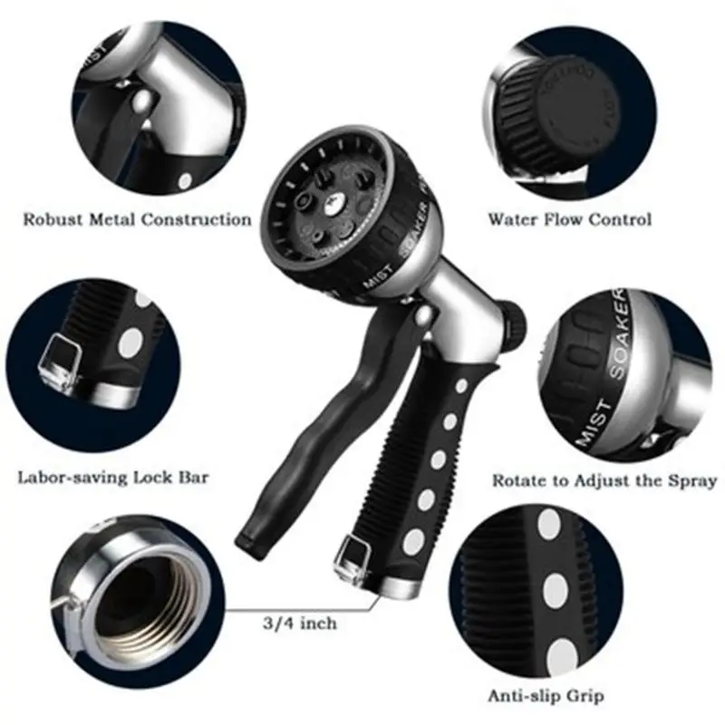 Heavy Duty Garden Nozzle 8 Adjustable Spray Patterns Multifunctional Watering Lawns Washing Cars Pets Sprinkle Tool
Heavy Duty Garden Nozzle 8 Adjustable Spray Patterns Multifunctional Watering Lawns Washing Cars Pets Sprinkle Tool