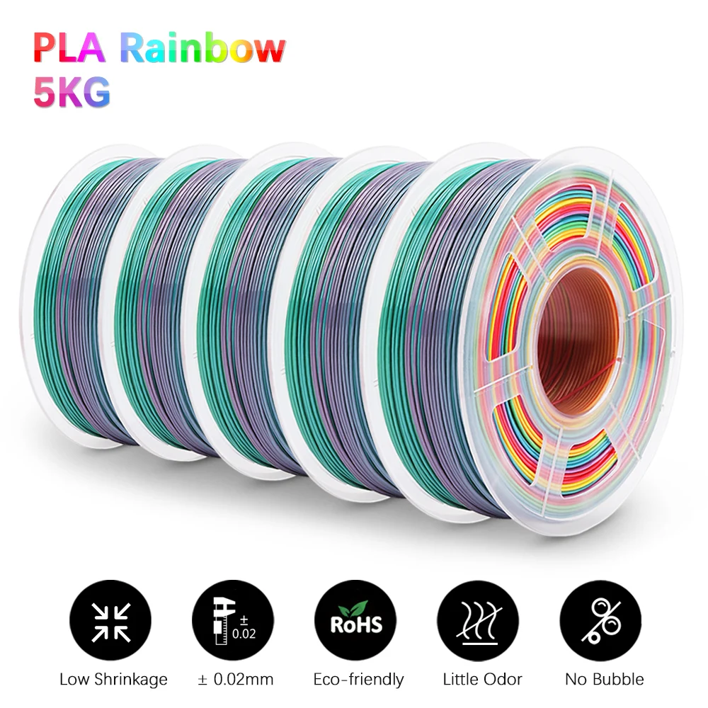 Цветная нить PLA KAIGE Rainbow 1,75 мм 5 кг, Новое поступление, Шелковый Радужный материал для 3D-принтера
Цветная нить PLA KAIGE Rainbow 1,75 мм 5 кг, Новое поступление, Шелковый Радужный материал для 3D-принтера