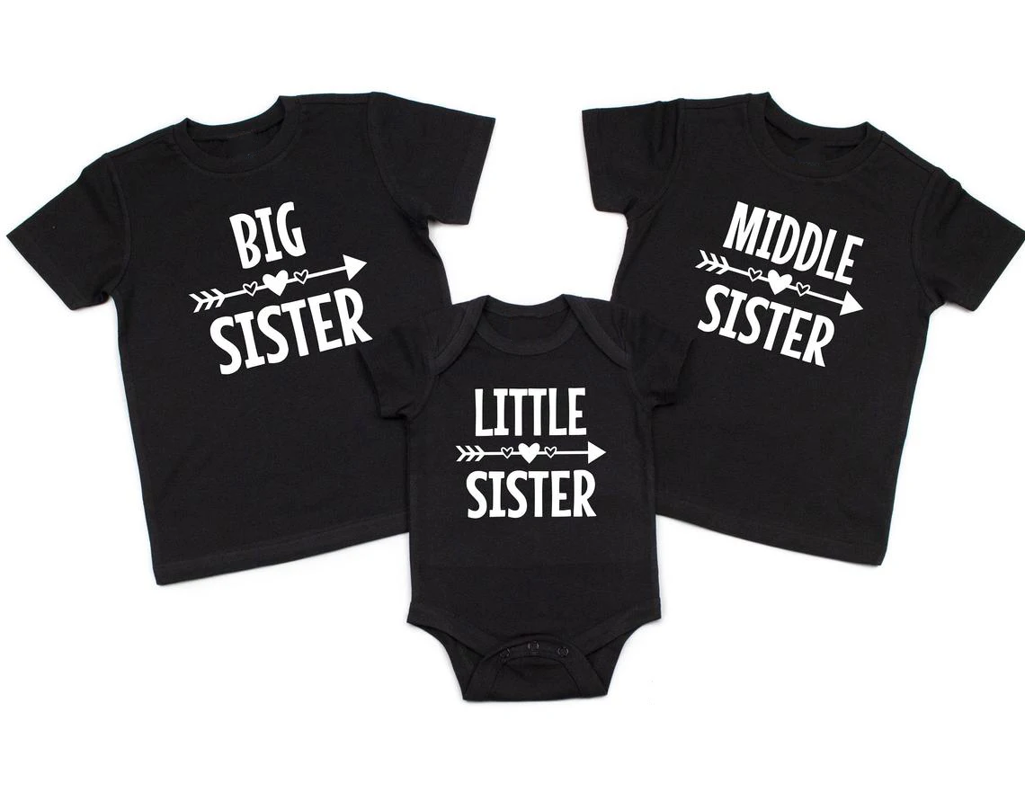 Big Brother Little и принтом Sister (старшая сестра) Маленький наряд для сестры Футболка