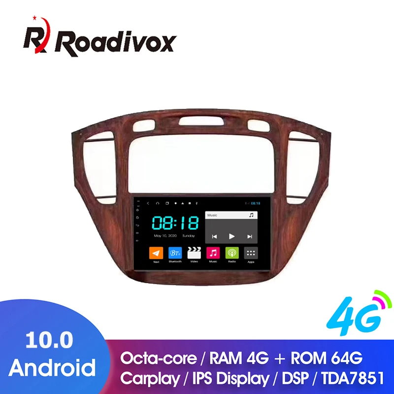 Автомагнитола 9 дюймов Android 10 0 ОЗУ 4 Гб ПЗУ 64 ГБ для Toyota Kluger Highlander 2002 Dvd Gps навигация