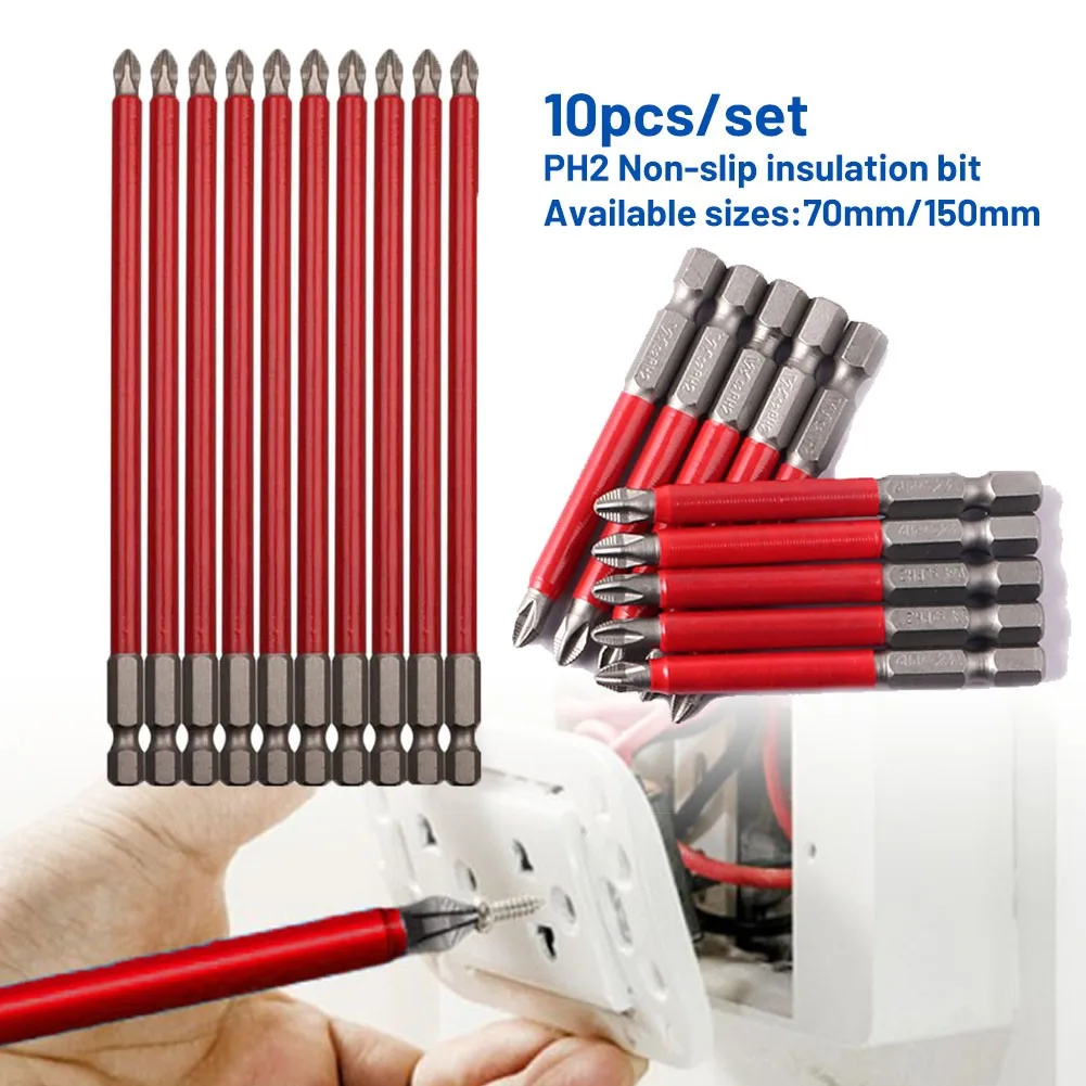10pcs PH2 Non-slip Screwdriver Bits Magnetic Cross Bit Hex Shank S2 Alloy Steel /70mm/150mm Hand Tool
10pcs PH2 Non-slip Screwdriver Bits Magnetic Cross Bit Hex Shank S2 Alloy Steel /70mm/150mm Hand Tool