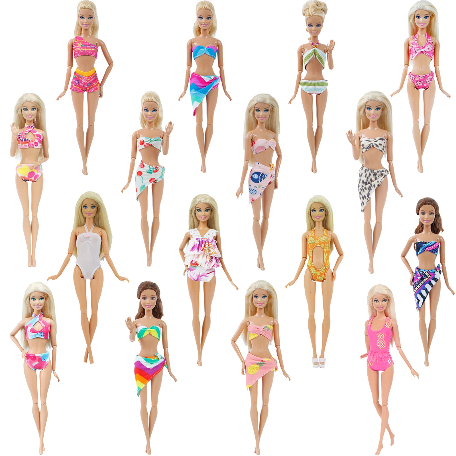 5 комплектов случайные купальники бикини/Цельный купальник пляжный кукольный