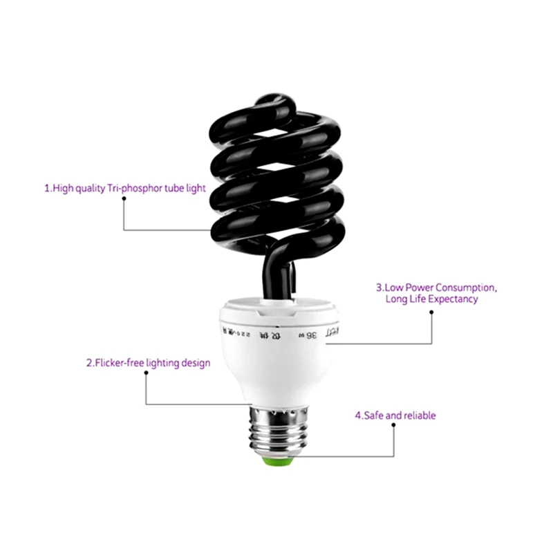 New220V E27 15-40 Вт УФ-светильник ультрафиолетовые люминесцентные CFL светильник