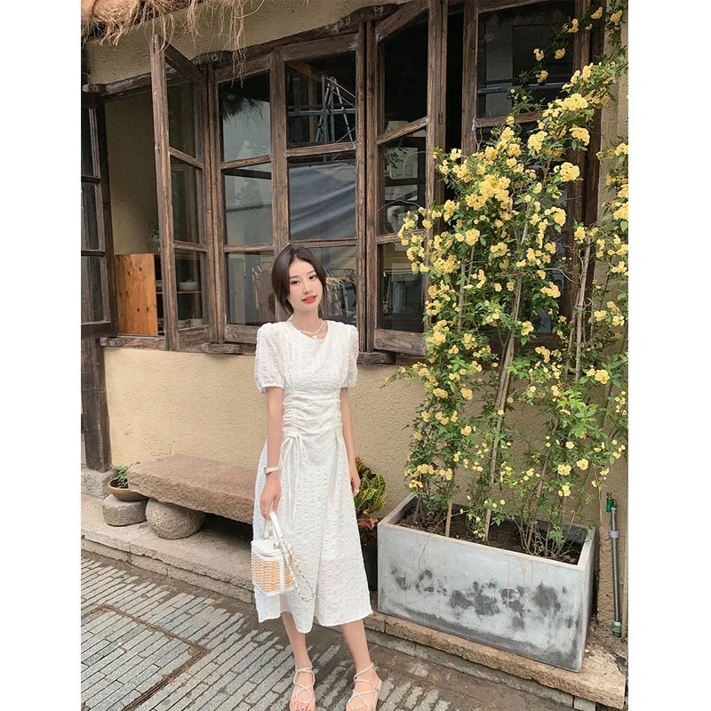 2021 summer women's drawstring pleated mid-length dress Korean fashion temperament gentle style Office dress Beautiful/versatile
2021 summer women's drawstring pleated mid-length dress Korean fashion temperament gentle style Office dress Beautiful/versatile