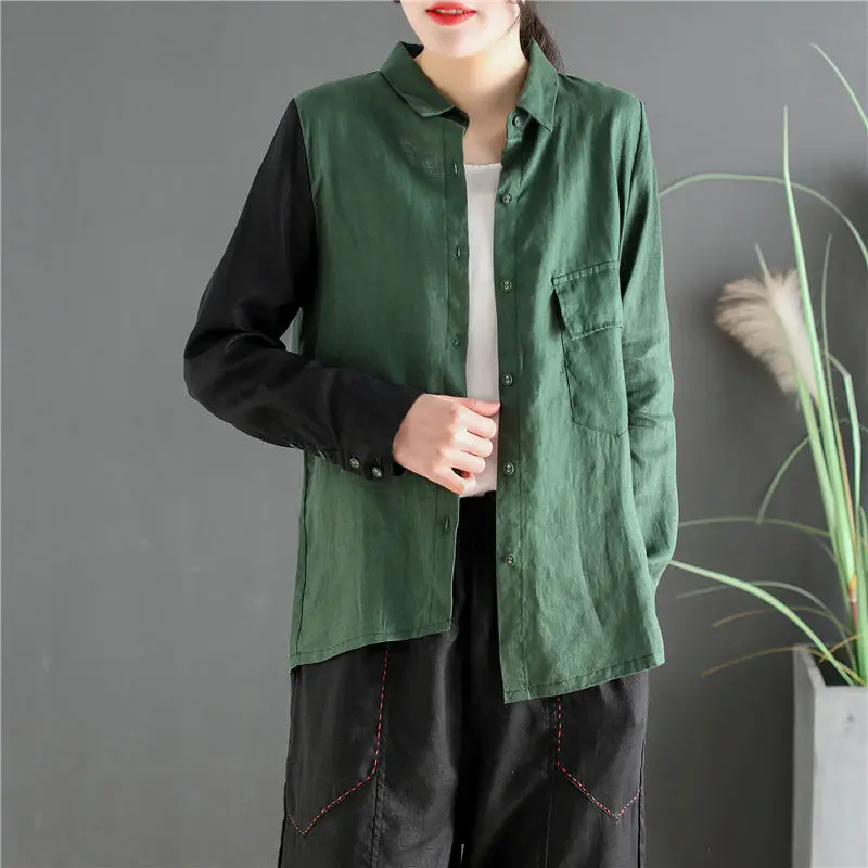 Linen Long Sleeve Shirt Women Spring And Autumn New Art Retro Color Matching Personality Irregular Loose Casual Jacket Top Y1293
Linen Long Sleeve Shirt Women Spring And Autumn New Art Retro Color Matching Personality Irregular Loose Casual Jacket Top Y1293