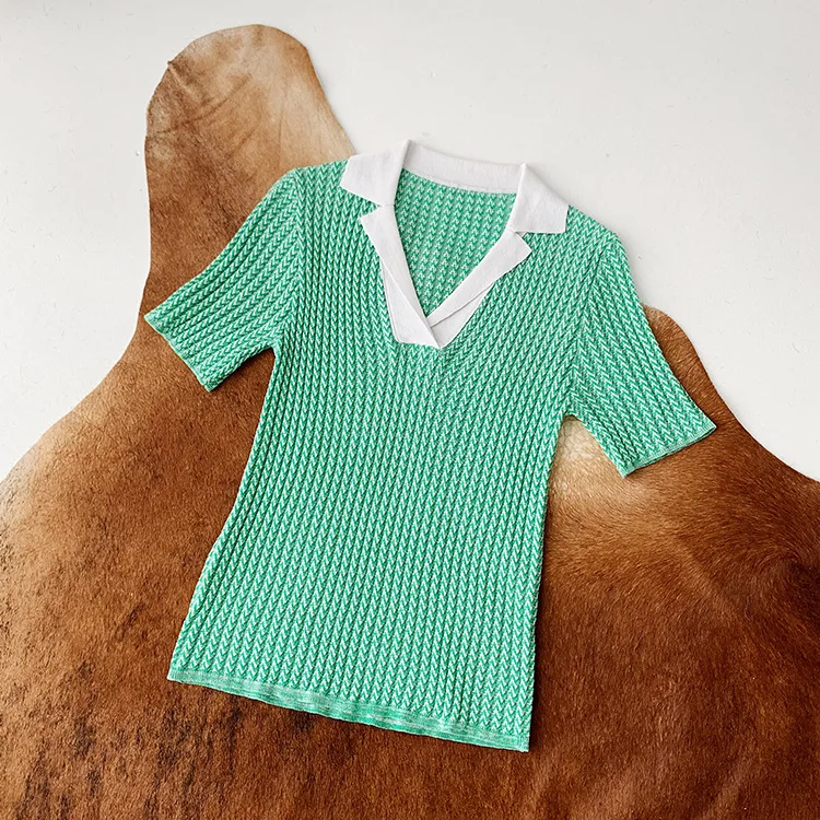 Spring Women Sweater / Summer 2021 New Short-sleeved Knitted Pullover Fashionable Casual Green Knitted Pullover Top
Spring Women Sweater / Summer 2021 New Short-sleeved Knitted Pullover Fashionable Casual Green Knitted Pullover Top