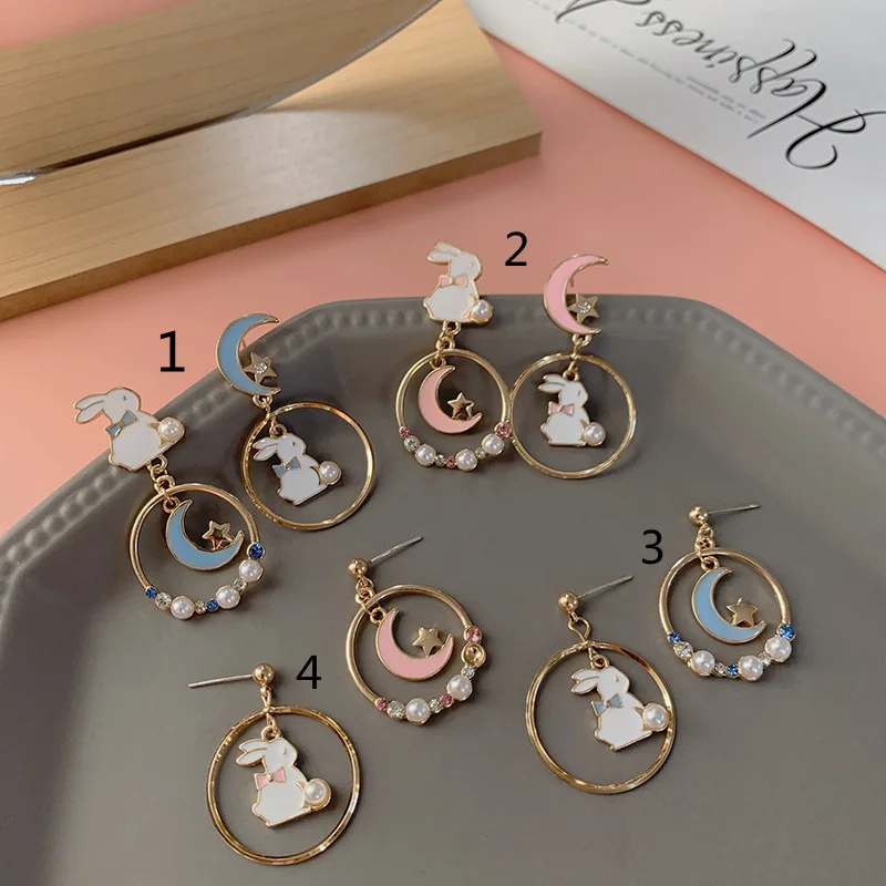 New Cute Lady Fashion Dripping Oil Rabbit Moon Silver Needle Pearl Earrings Engagement Wedding Party Jewelry Anniversary Gift
New Cute Lady Fashion Dripping Oil Rabbit Moon Silver Needle Pearl Earrings Engagement Wedding Party Jewelry Anniversary Gift