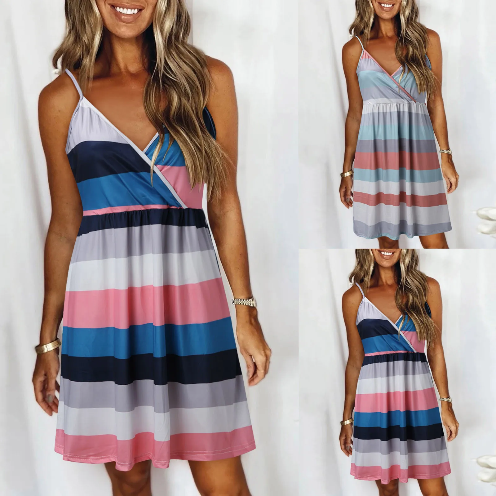 Fashion Summer Dresse Women's V-Neck Sleeveless Casual Dress Straps Backless Dresse Sling Elegent Beach Dress Пляжное платье
Fashion Summer Dresse Women's V-Neck Sleeveless Casual Dress Straps Backless Dresse Sling Elegent Beach Dress Пляжное платье