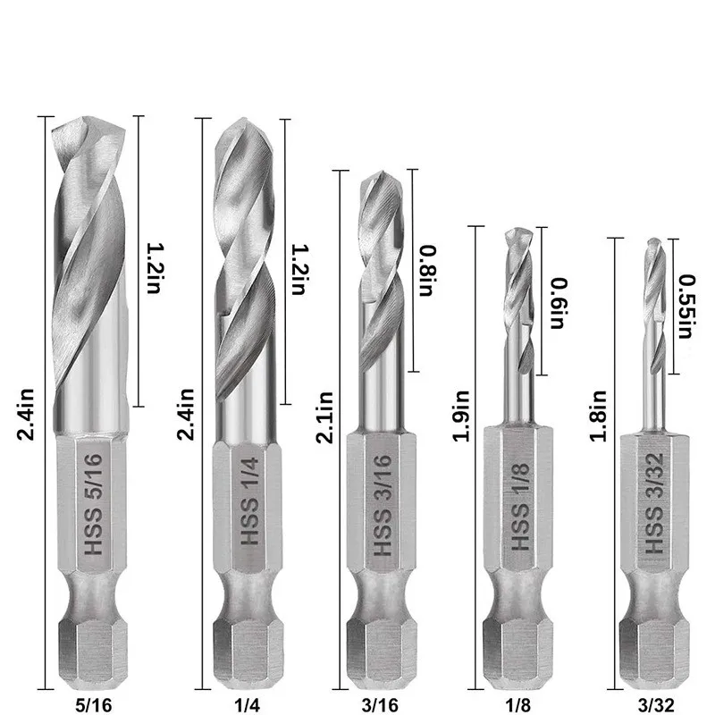 5 PCS Drill Bits Stubby Drill Bit Set W/ 1/4\\'\\' Hex Shank For Metal Quick Change Metal Drilling Wood Cutter Woodworking Too
5 PCS Drill Bits Stubby Drill Bit Set W/ 1/4\\'\\' Hex Shank For Metal Quick Change Metal Drilling Wood Cutter Woodworking Too