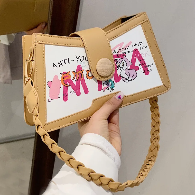 

YoReAi Small Bag Women's 2021new Fashion Cute Cat Cartoon Print Underarm Bag Shoulder Messenger Bags Joker Mini Square Pack