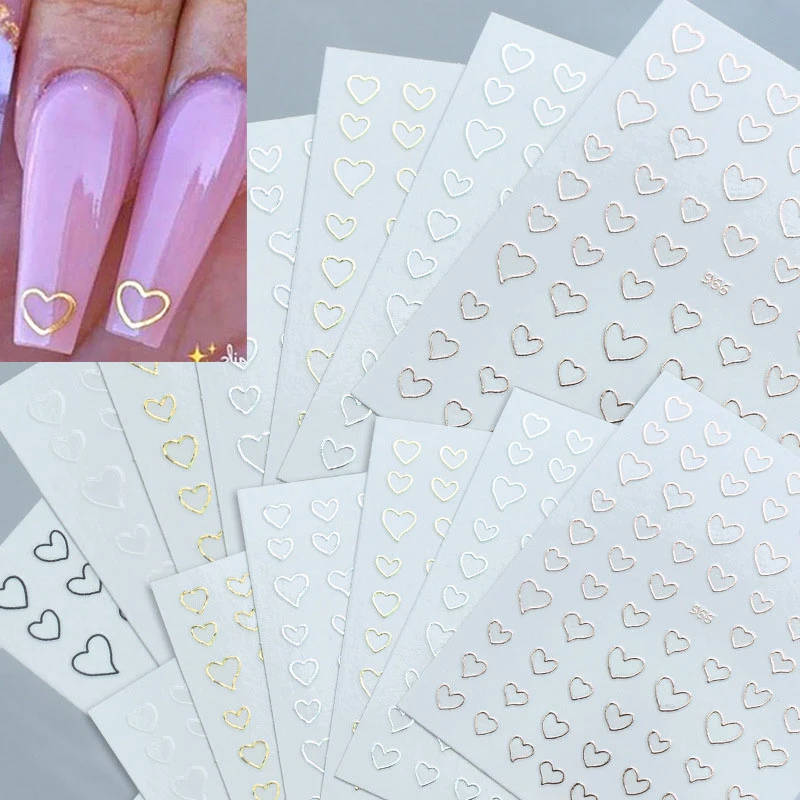 Black White Pink Gold 3D Nail Sticker Valentines's Day Love Heart Pattern Nail Decals Slider DIY Nail Art Decoration
Black White Pink Gold 3D Nail Sticker Valentines's Day Love Heart Pattern Nail Decals Slider DIY Nail Art Decoration