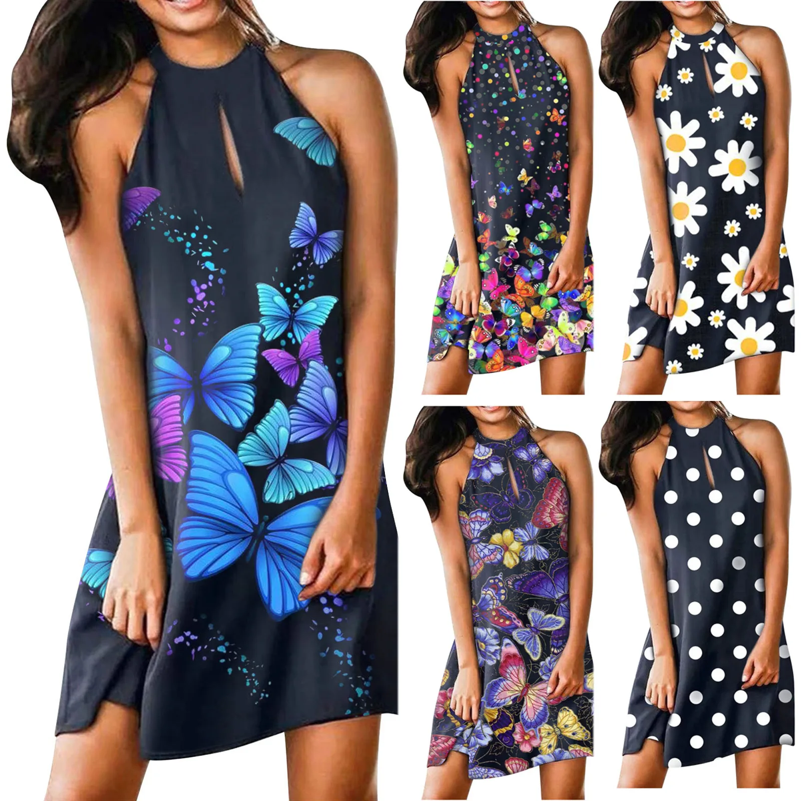 60# Women's Dress Summer Round Neck Plaid Print Dovetail Sling Dress Halter Women Clothing Beach Mini A-Line Dresses
60# Women's Dress Summer Round Neck Plaid Print Dovetail Sling Dress Halter Women Clothing Beach Mini A-Line Dresses