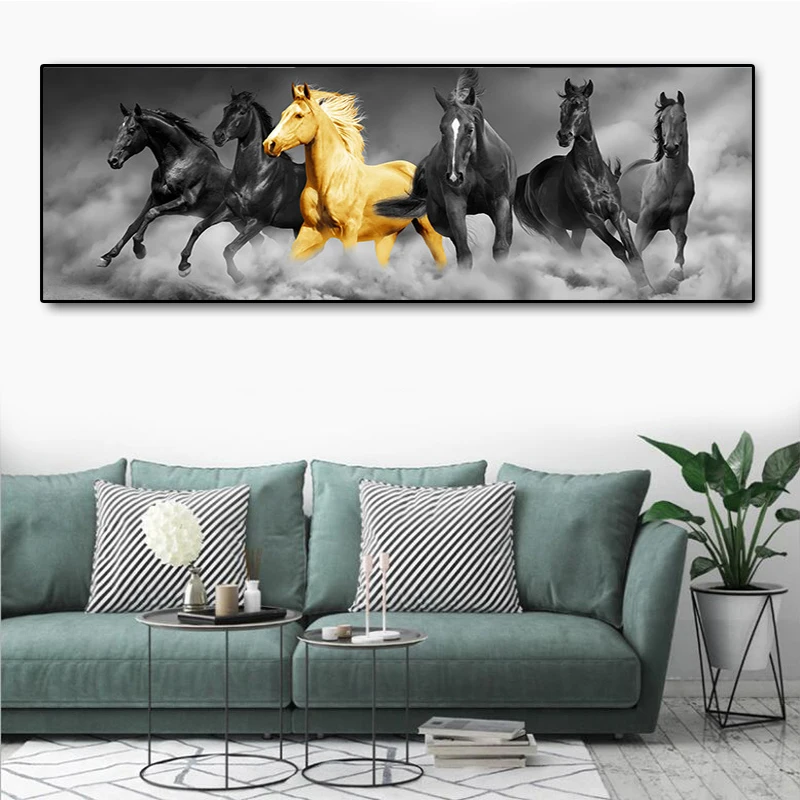 Modern Animals Canvas Painting Six Running Black and Gold Horse Art Gold Posters and Prints Wall Art Picture for Living Room
Modern Animals Canvas Painting Six Running Black and Gold Horse Art Gold Posters and Prints Wall Art Picture for Living Room