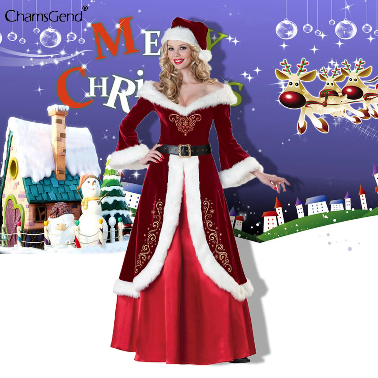 Christmas Costume Women Long Sleeves High Waist Dress Ladies Stage Performance Theme Party Cosplay Santa Outfit Dropshipping
Christmas Costume Women Long Sleeves High Waist Dress Ladies Stage Performance Theme Party Cosplay Santa Outfit Dropshipping