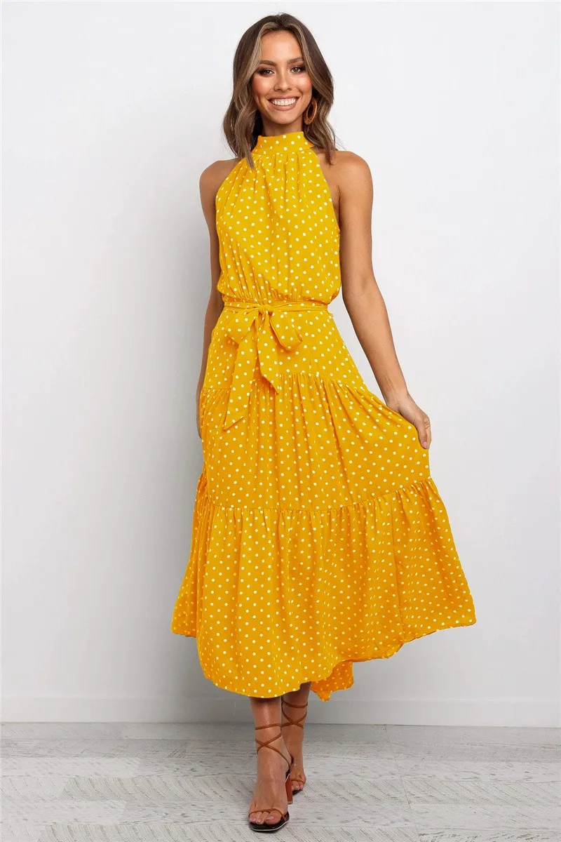 2020 summer long skirt fashion polka dot casual mid-length skirt black sling strapless yellow sun skirt female quality new dress
2020 summer long skirt fashion polka dot casual mid-length skirt black sling strapless yellow sun skirt female quality new dress