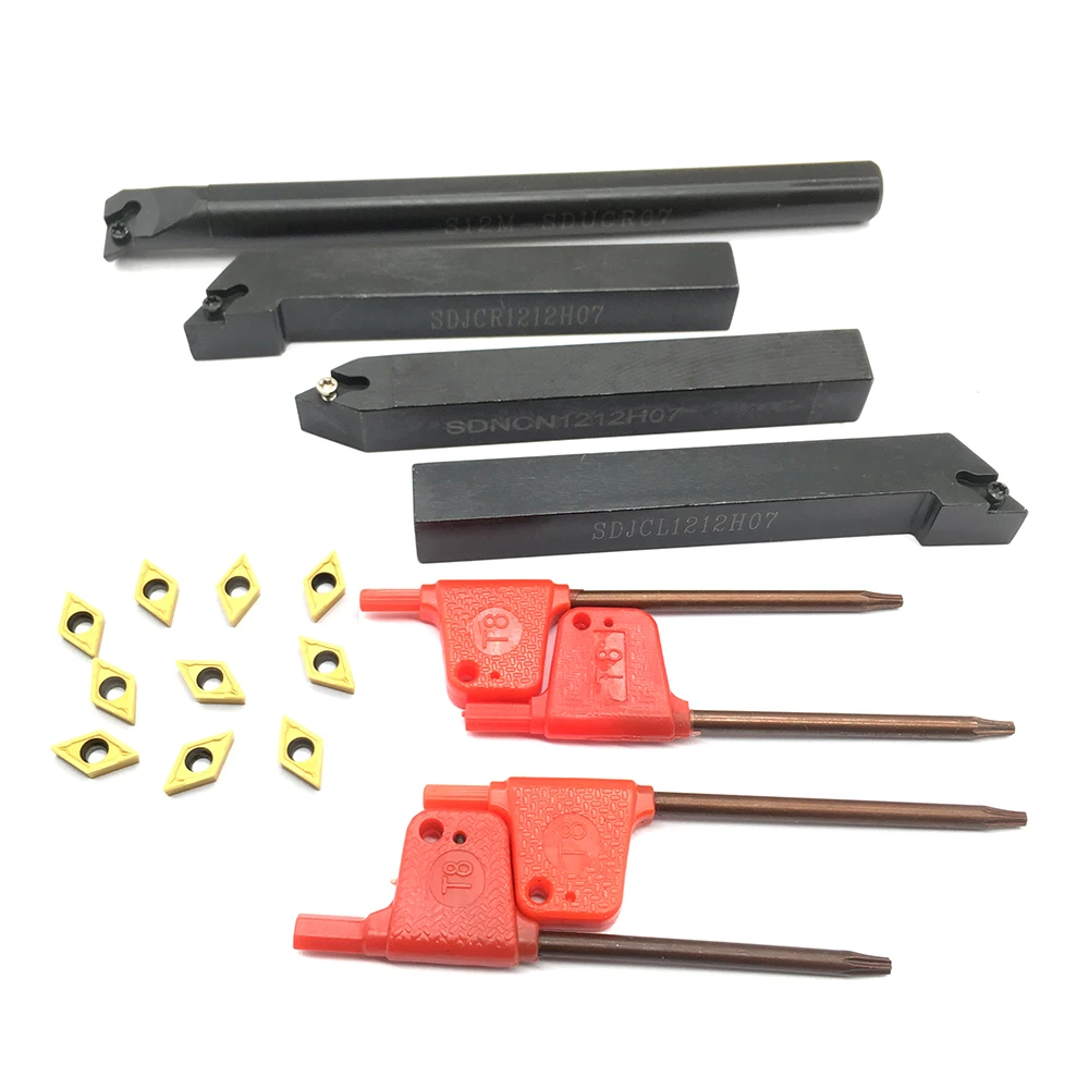 10pcs DCMT070204 Carbide Inserts + 4pcs Lathe Turning Tool Holder Set + 4pcs Wrench for Lathe Turning Tool Machine Tool Sets
10pcs DCMT070204 Carbide Inserts + 4pcs Lathe Turning Tool Holder Set + 4pcs Wrench for Lathe Turning Tool Machine Tool Sets