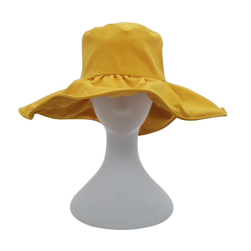 

2021 New Summer Dome Foldable Fisherman's Hat Big Brim Sunscreen Hat Soft Monochrome Women's Sunshade Fisherman's Hat