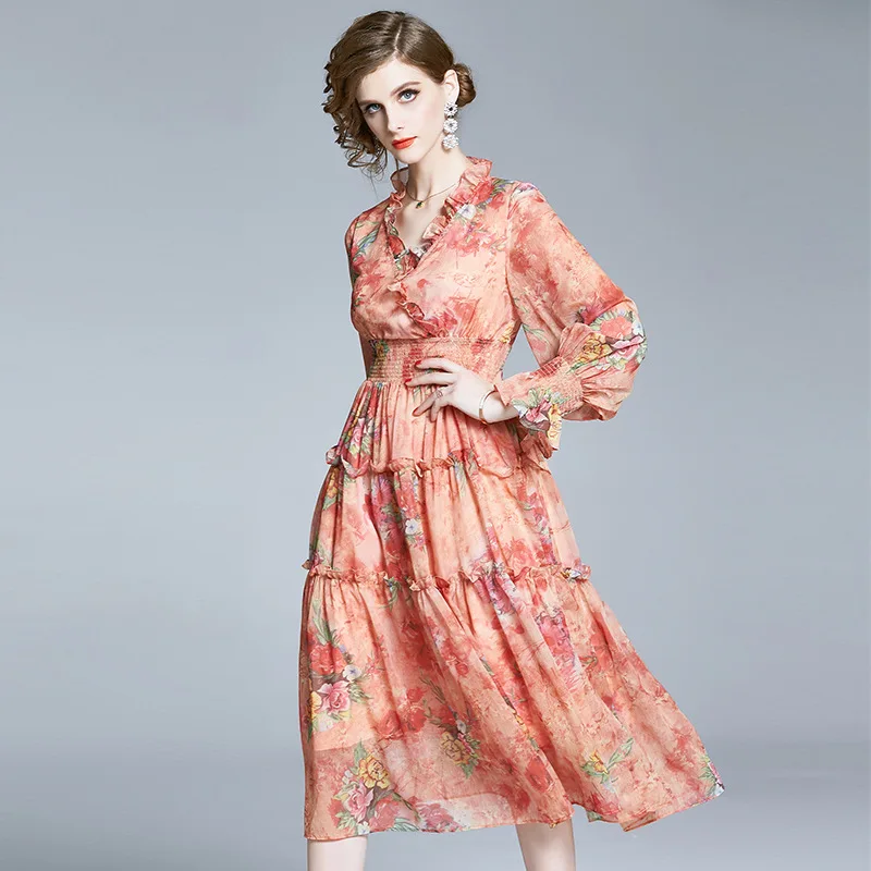 AISTELIK 2020 spring summer summer autumn new high-quality V-neck mid-long wood ear print waist slimming dress
AISTELIK 2020 spring summer summer autumn new high-quality V-neck mid-long wood ear print waist slimming dress
