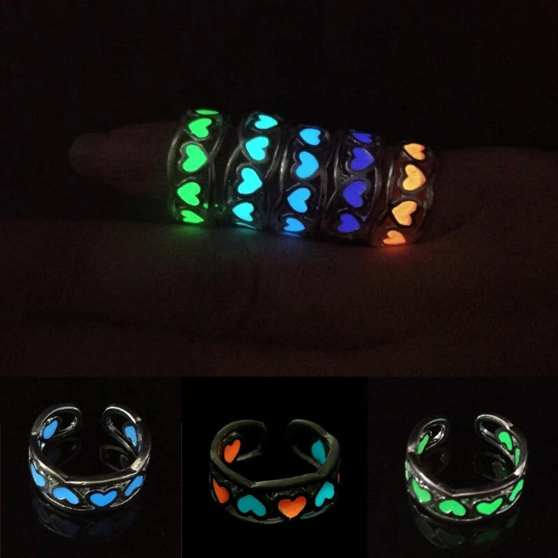 Hot Sale Adjustable Heart Shape Luminous Ring Glowing In Dark Silver Color Rings for Womens Glow Hollow Heart Love Open Ring
Hot Sale Adjustable Heart Shape Luminous Ring Glowing In Dark Silver Color Rings for Womens Glow Hollow Heart Love Open Ring